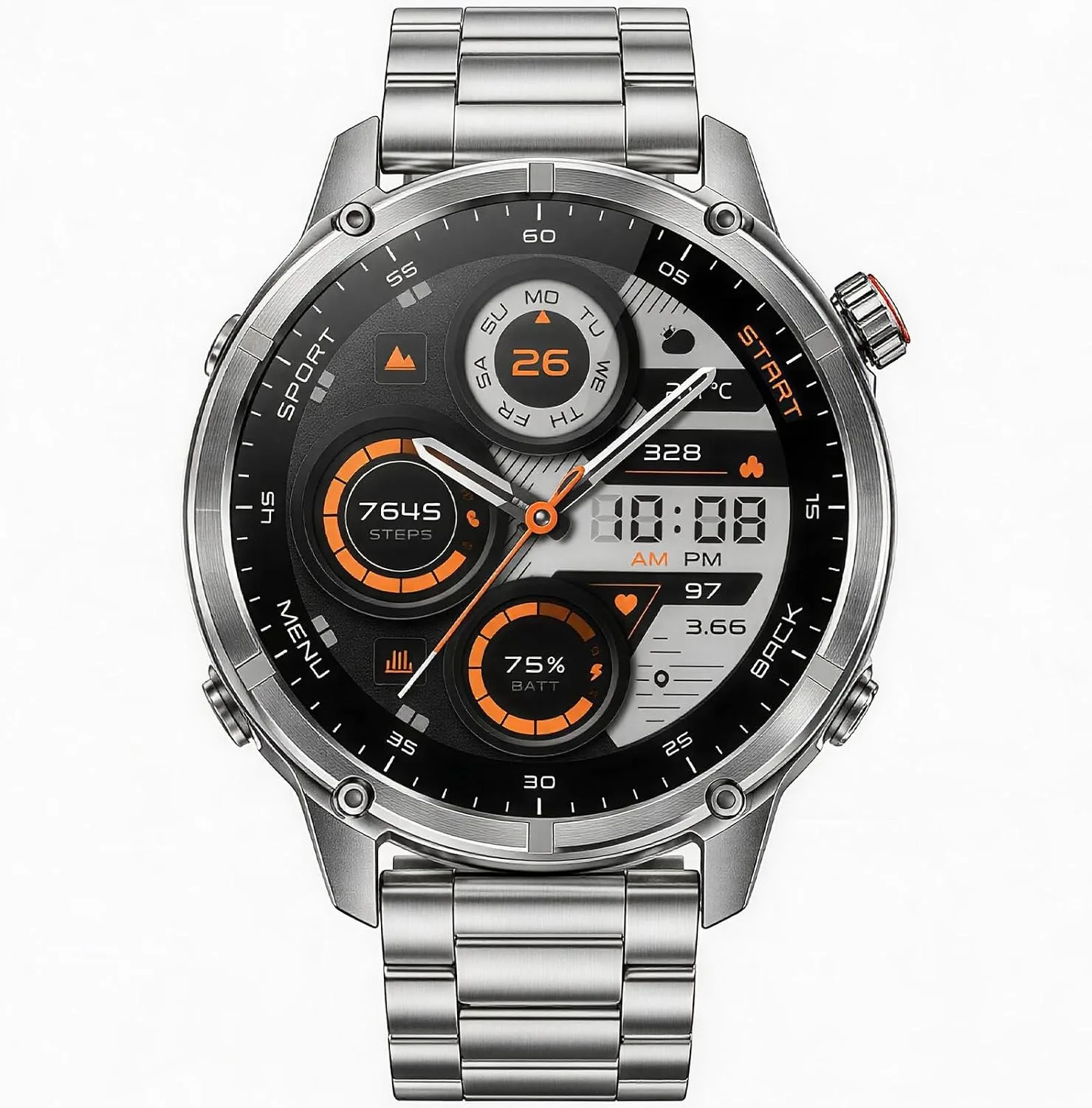 WalkerFit M6 GPS Rugged Smart Watch for Men, 50mm, MIL-STD-810H Tested