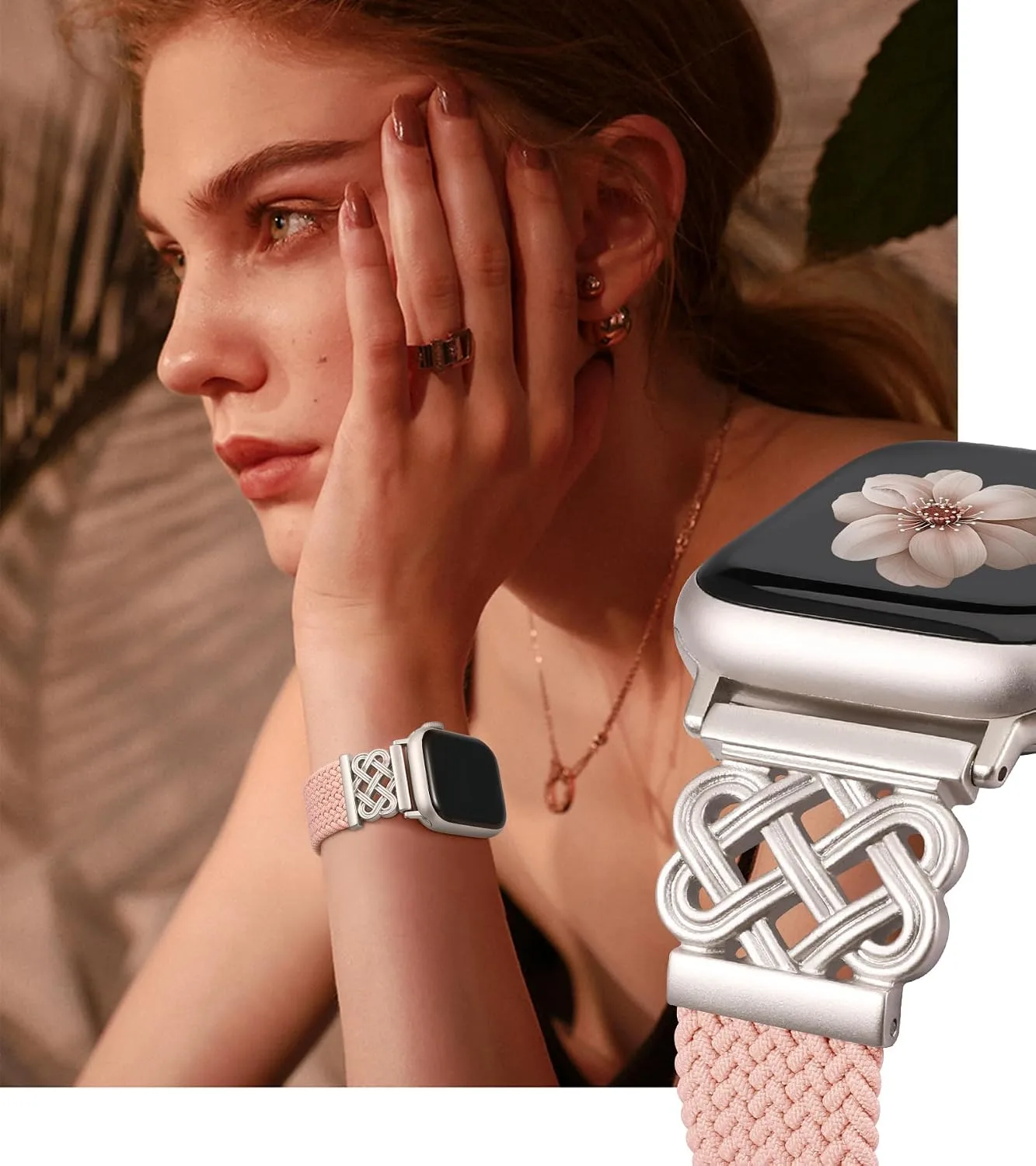 Braided Stretchy Band with Magnetic Clasp for Apple Watch Bands Women Men