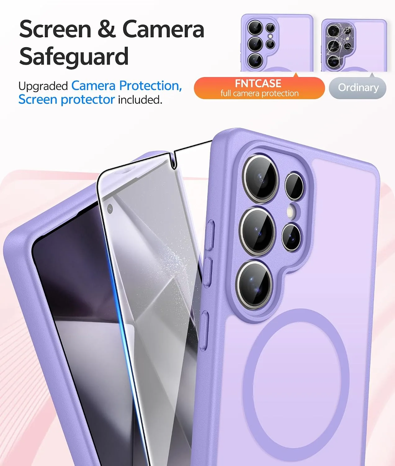 FNTCASE for Samsung Galaxy S24 Ultra Case, Fit for Magsafe, Light Purple