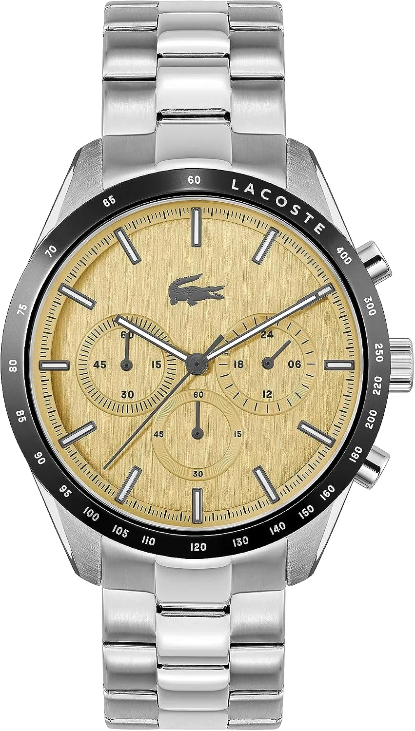 Lacoste Boston Men's Chronograph Watch - Classic Stainless Steel - Tachymeter - Water Resistant up to 5ATM/50 Meters - Modern Design for Him - 42mm