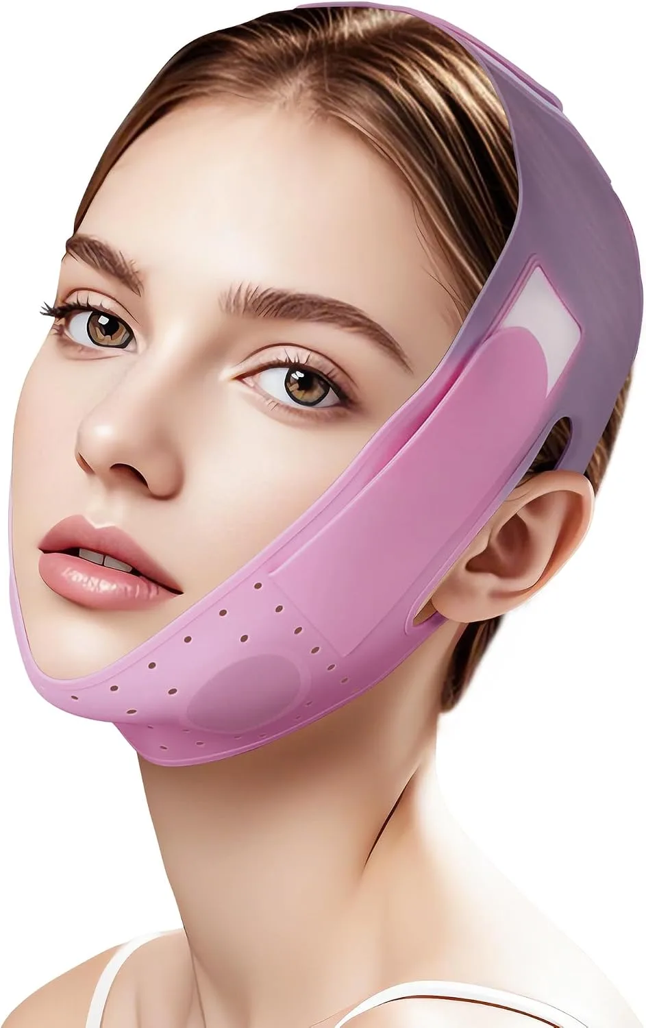 V-Line Sculpting Face Mask – Silicone Chin Strap for Jawline Tightening (Rose purple)