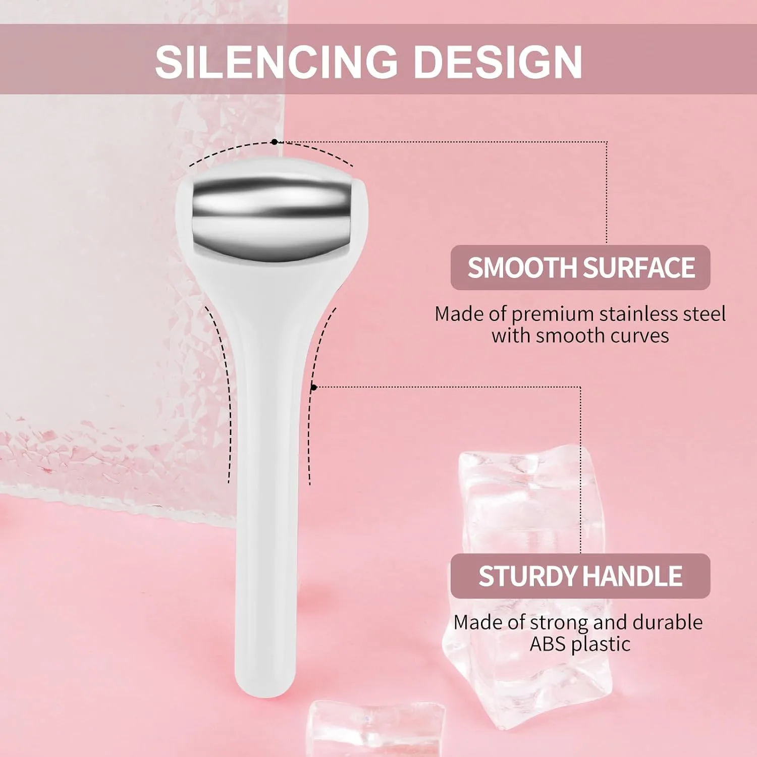 MAANGE Ice Roller For Face & Eye Roller for Puffiness,Stainless Steel Facial Roller Ice Face Roller Mini Roller Set (white 2 pcs)