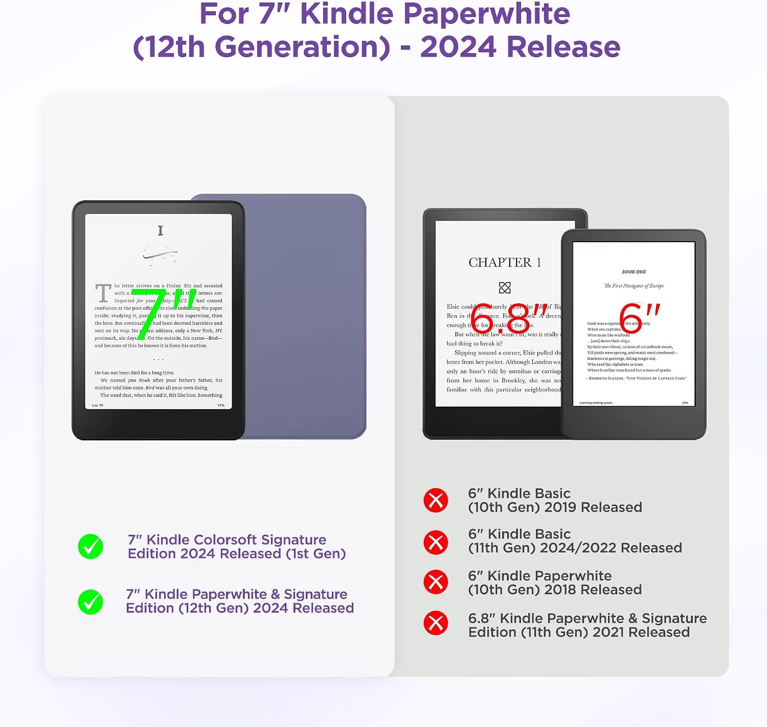 SESENSE Magnetic Case for 7'' Kindle Paperwhite 12th Gen 2024 & Colorsoft