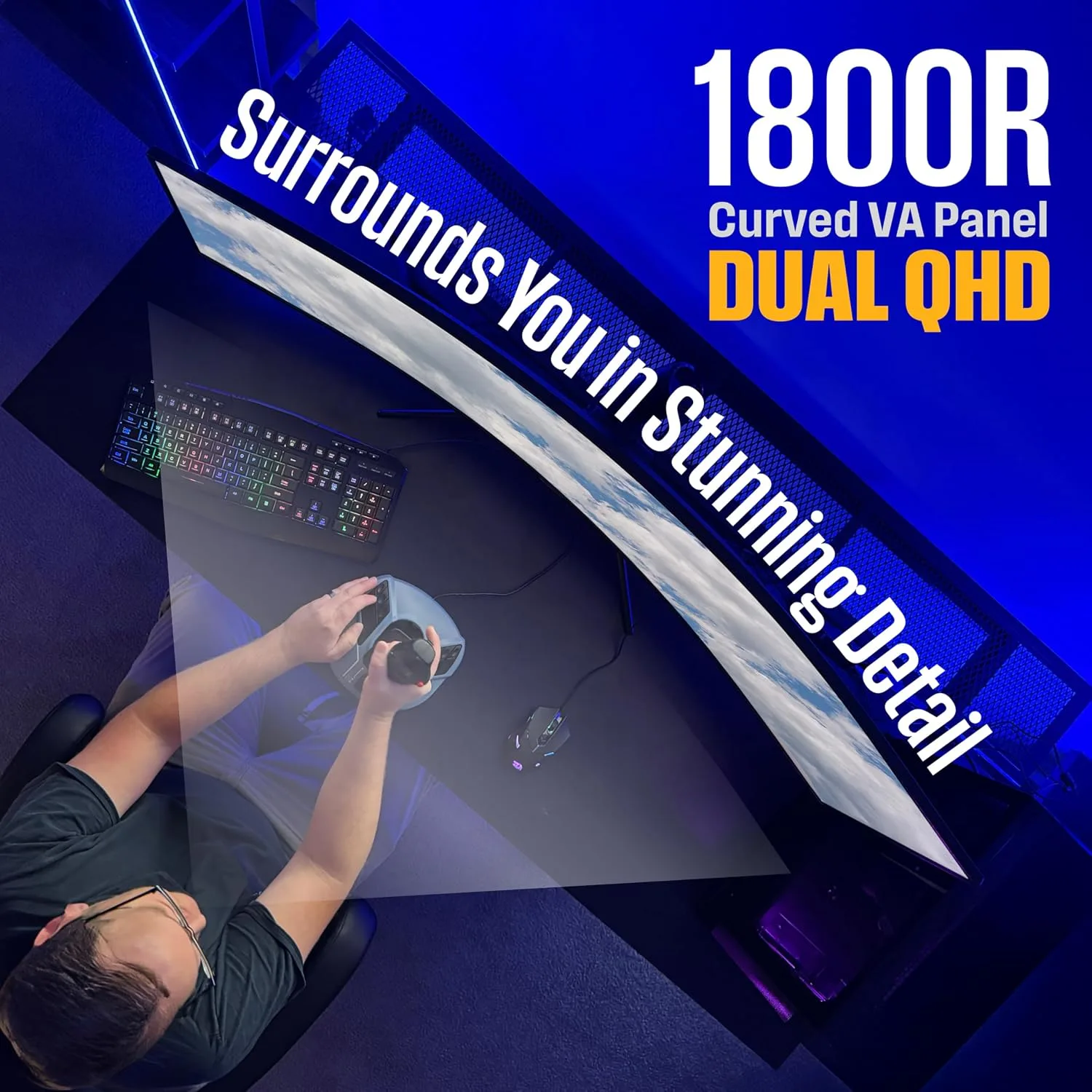 Westinghouse 49 Inch Curved Gaming Monitor, UWDQHD(5120 x 1440P), 3000:1 Contrast Ratio, 124% sRGB, 120Hz, 1800R, AMD FreeSync, Eyecare, Built-in Speakers, Tilt/Height/Swivel, HDMI, DisplayPort, USB-C