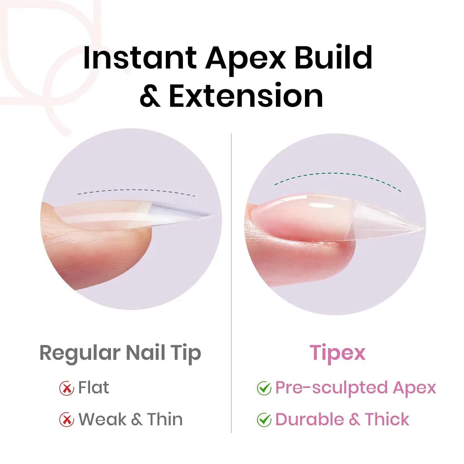 Beetles Tipex Instant Apex Nail Tips, Medium Almond, 192pcs 16 Sizes(00-14)