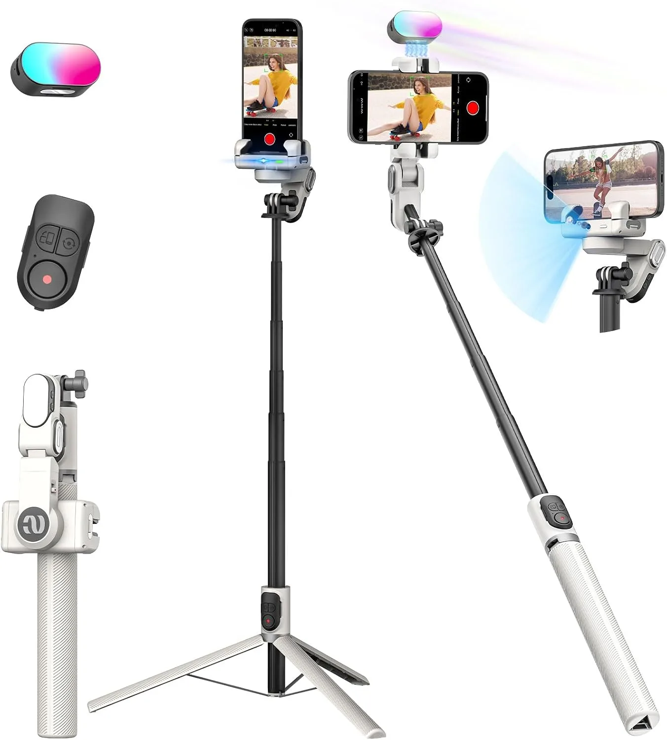 Estabilizador para smartphone AOCHUAN M2PRO Blanco 4 en 1