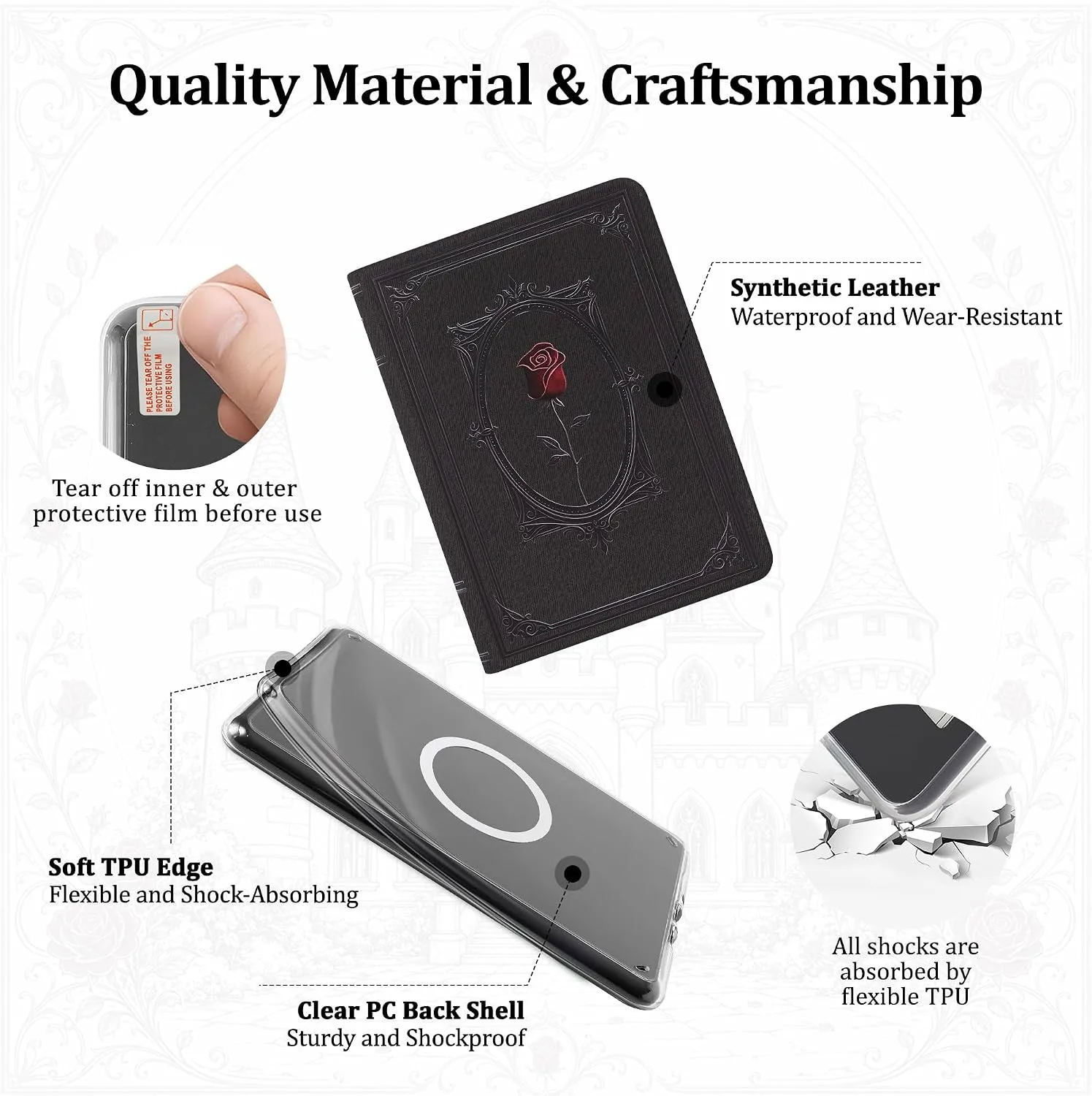 Magnetic Book Cover Case for 7'' Kindle Paperwhite & Colorsoft