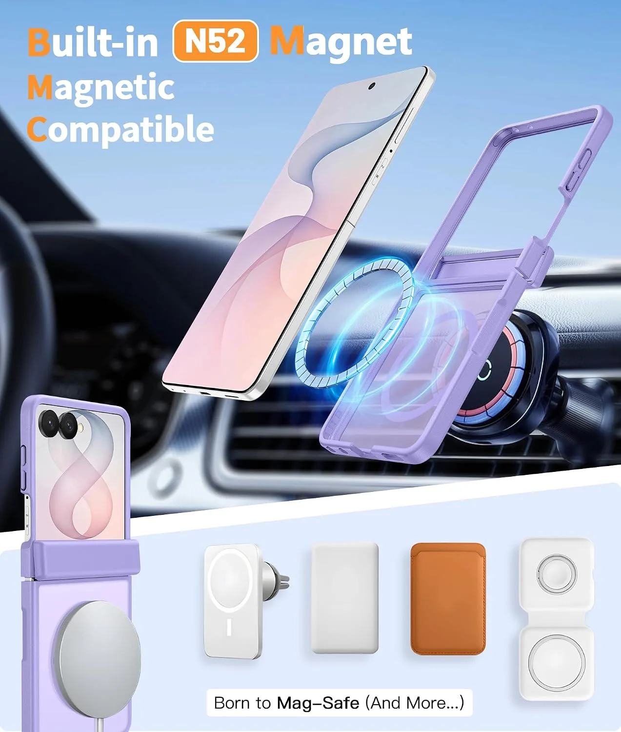 FNTCASE for Samsung Galaxy Z Flip 8 Case, Fit for Magsafe, Hinge Protection
