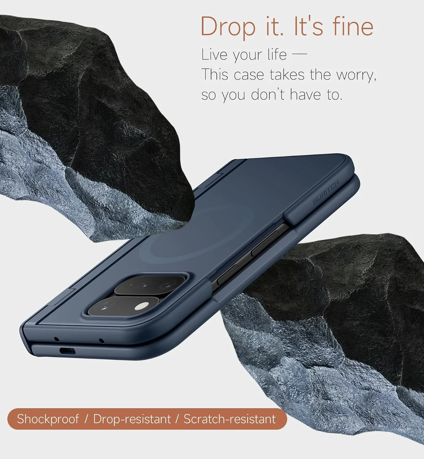 SURITCH for Google Pixel 11 Pro Fold Case with Screen Protector, Compatible with MagSafe, Magnetic Shockproof Protective Cover Slim Bumper Cases with Hinge Protection & Built-in Kickstand, Navy