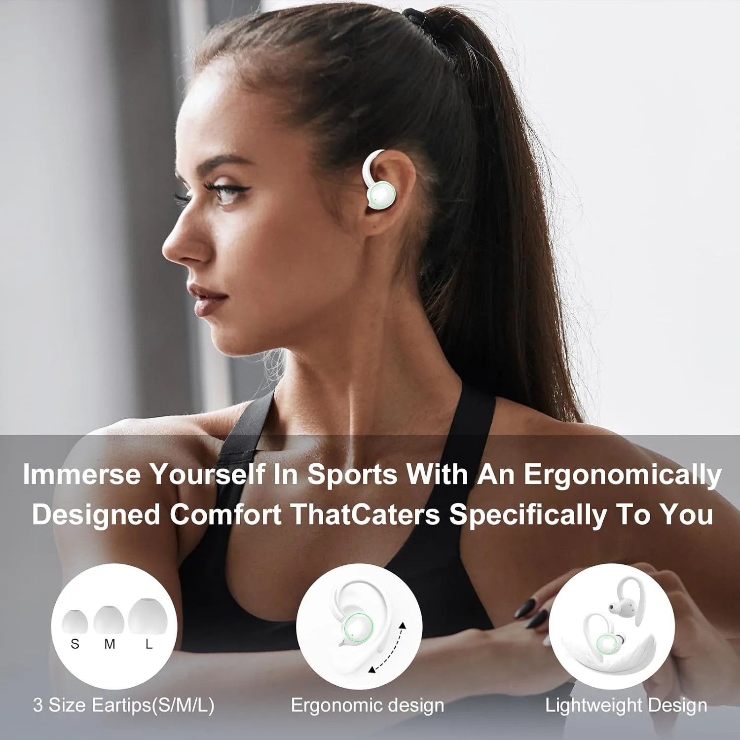 Wireless Earbuds, Bluetooth 5.4 Headphones Sport Over Ear Buds With ENC Mic