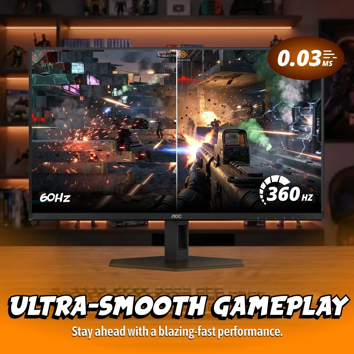 AOC 27" Gaming Monitor QHD 360Hz QD OLED NVIDIA G-SYNC Compatible Q27G40SDE