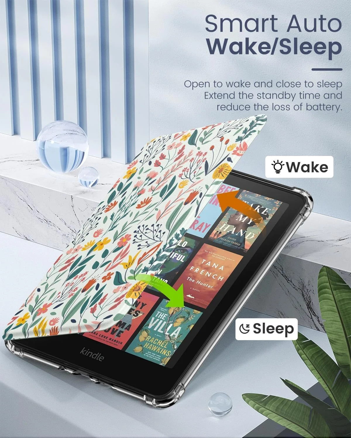 MoKo Case for Kindle Paperwhite 12th Gen & Colorsoft 2024, Flowers