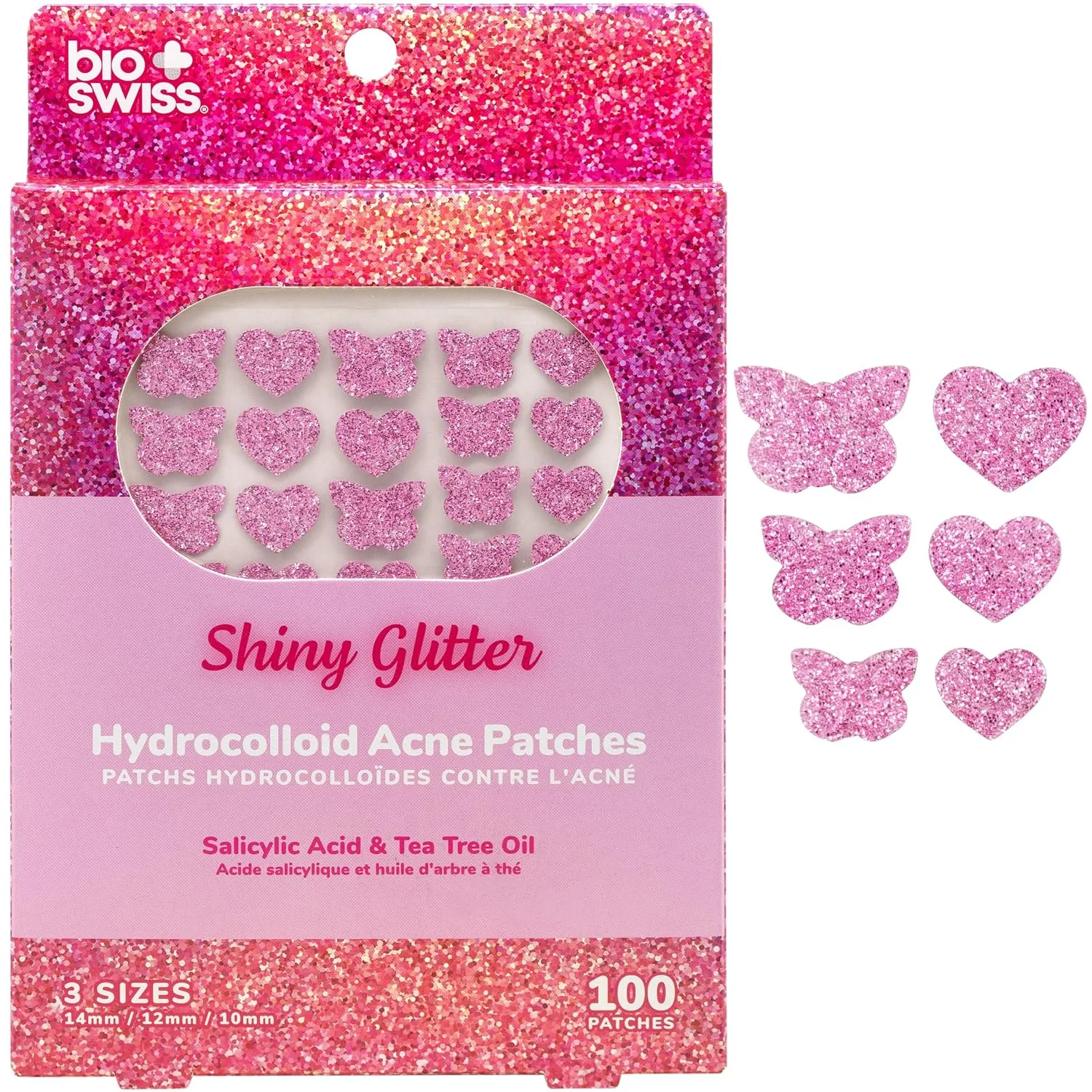 Parche para acné BioSwiss Shiny Glitter 100 unidades