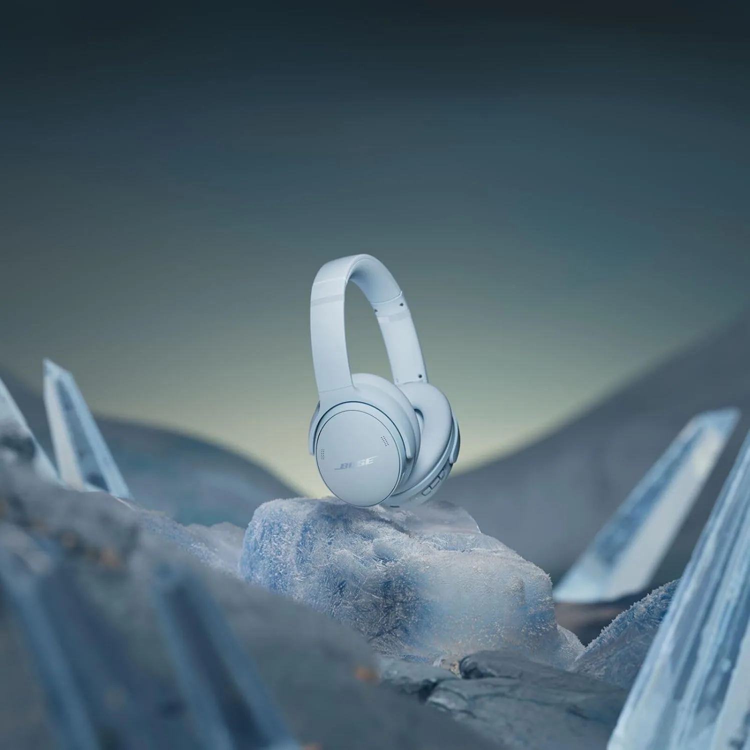 Bose QuietComfort Headphones Bundle with Fast Charger - Wireless Bluetooth Over-Ear Noise Cancelling Headphones with Mic, USB-C Charging, Deep Bass, Up to 24 Hours Playtime (Ice Blue)