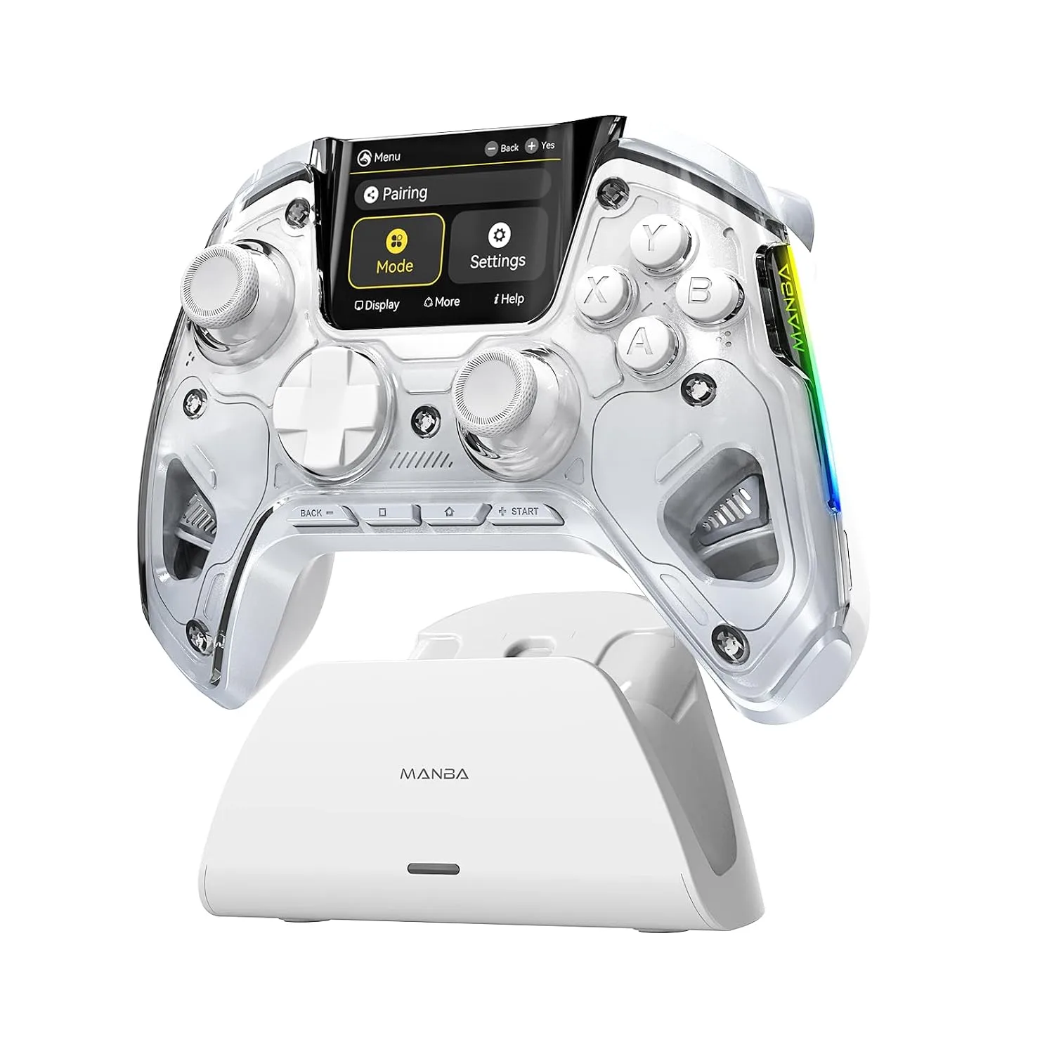 Control Gamer Inalámbrico ManbaOne con Pantalla Interactiva para PC/Switch/iOS/Android Blanco
