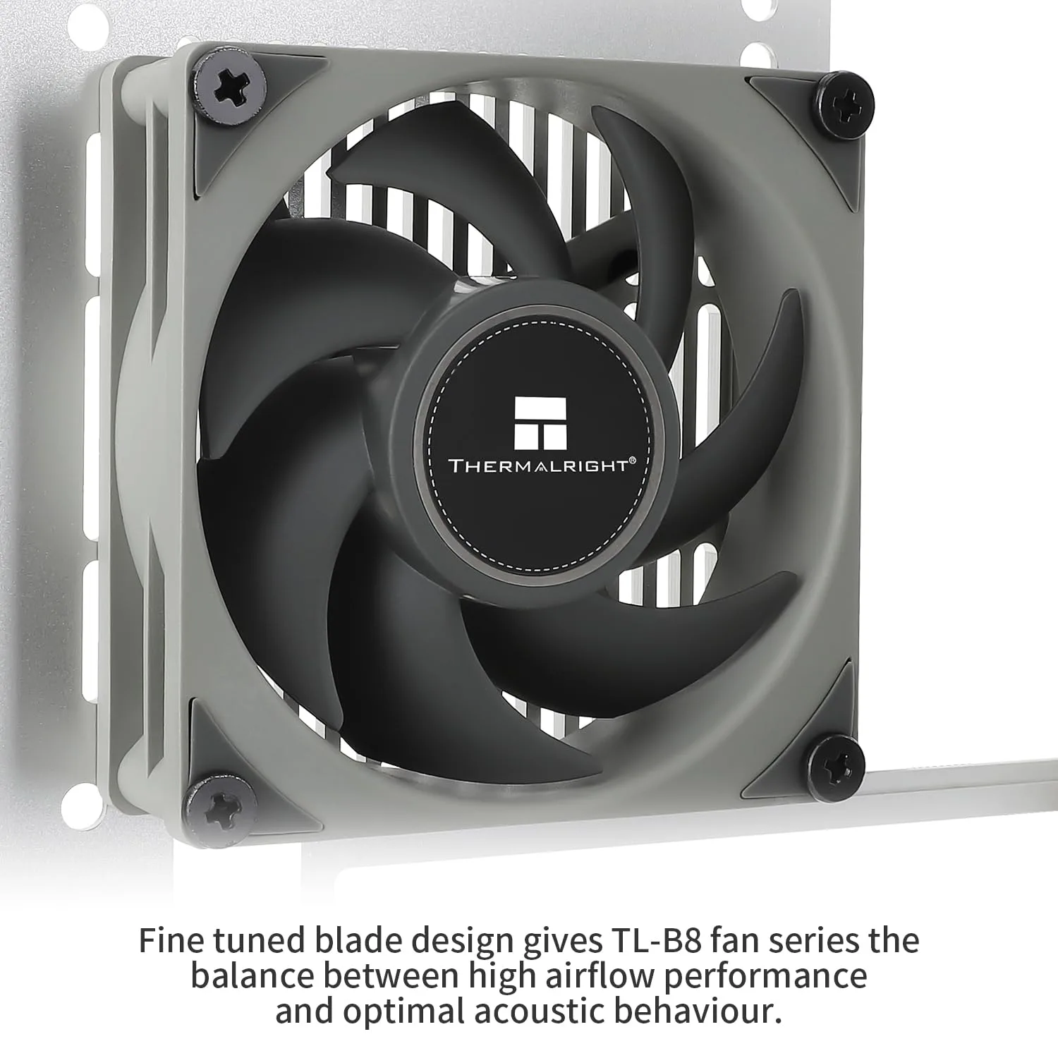 Thermalright TL-B8 CPU Fan, Computer Case Cooling Quiet 4pin PWM PC Fan with 80mm Silent, 2200RPM Speed, Low Noise 24dba, CPU Cooling (Gray)