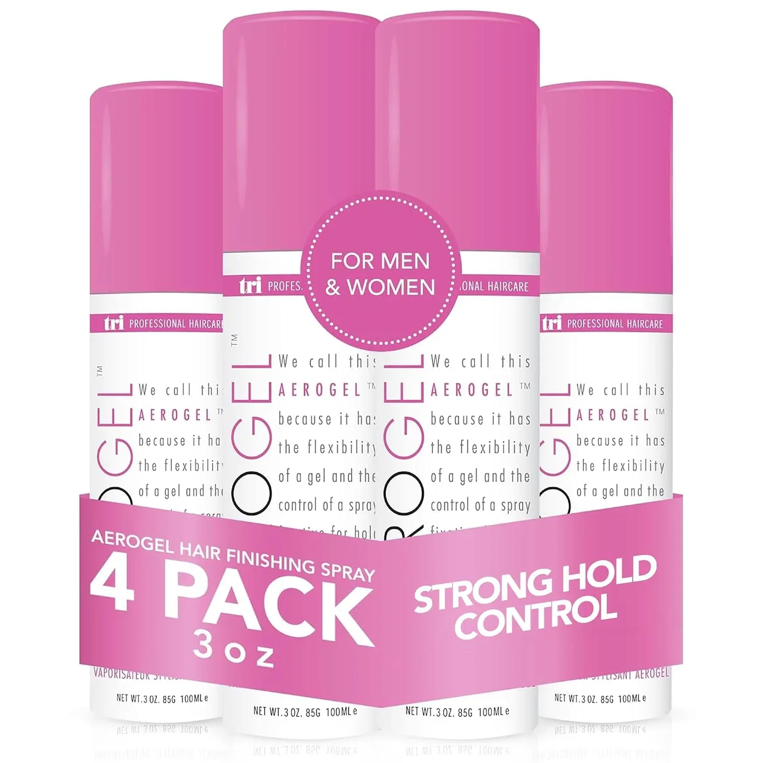 Spray fijador Aerogel TRI Design Strong Hold Volumizing 3 oz Pack x4