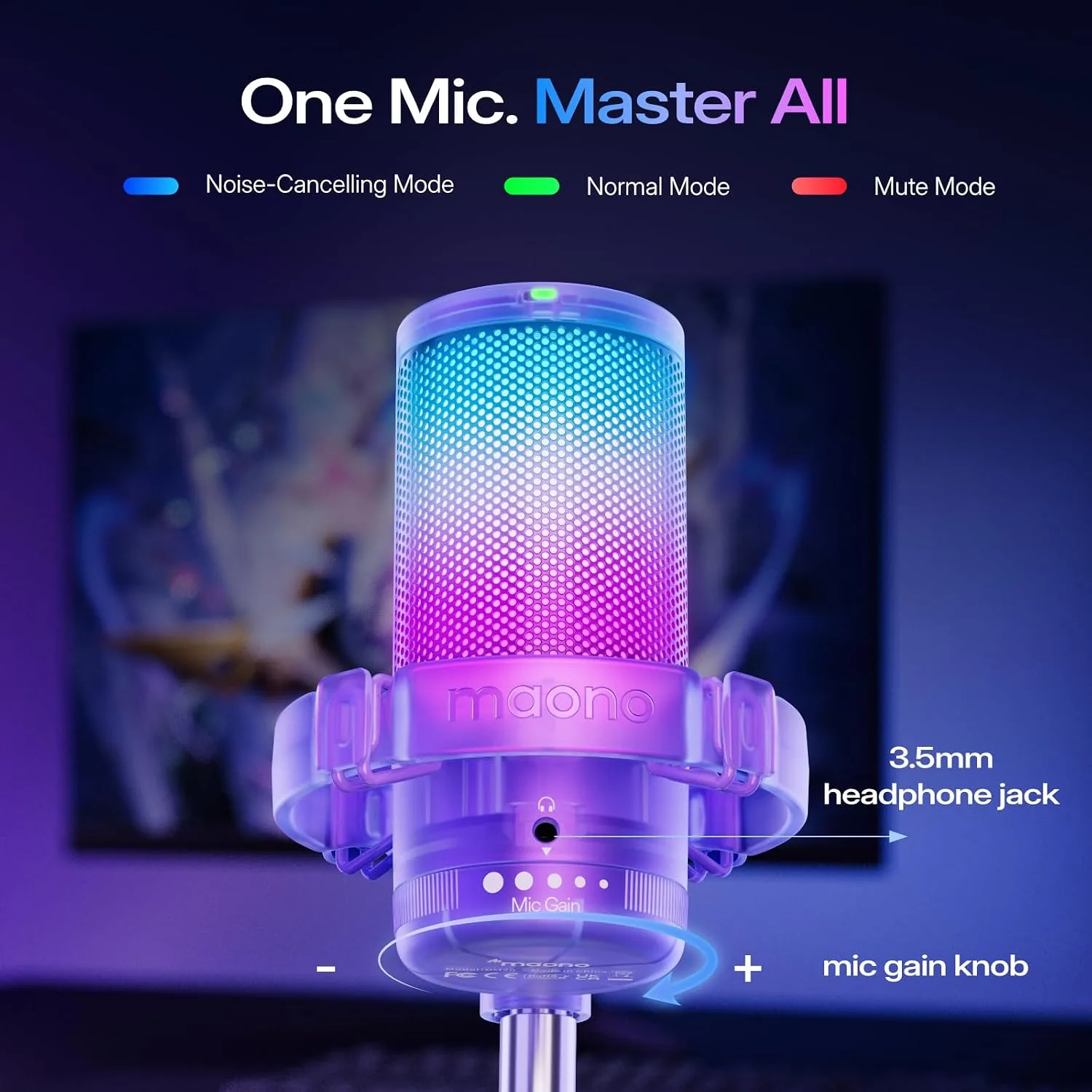 MAONO DGM20S USB Microphone for PC with Clear Voice & Noise Reduction