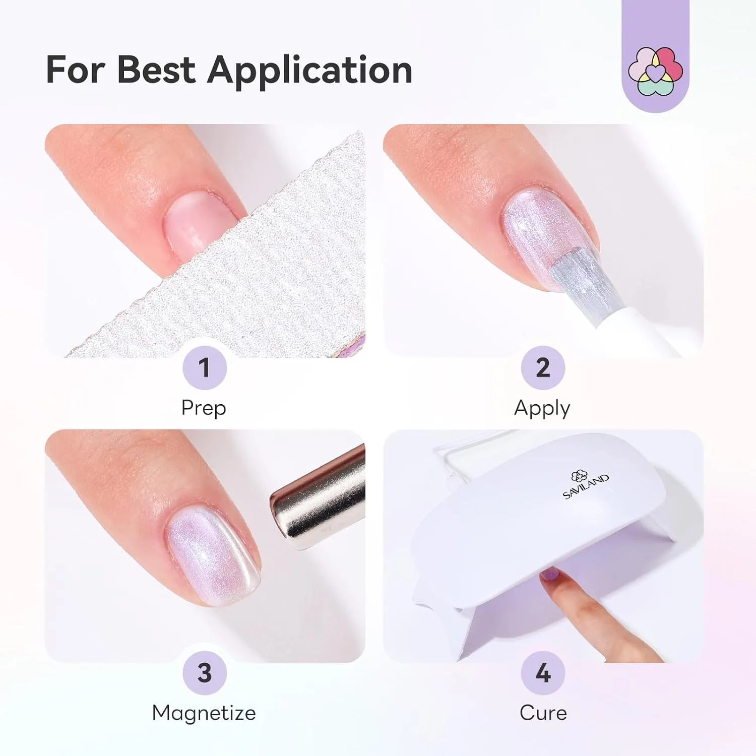 SAVILAND One Step Cat Eye Gel Nail Polish Pen Set with Portable U V Lamp