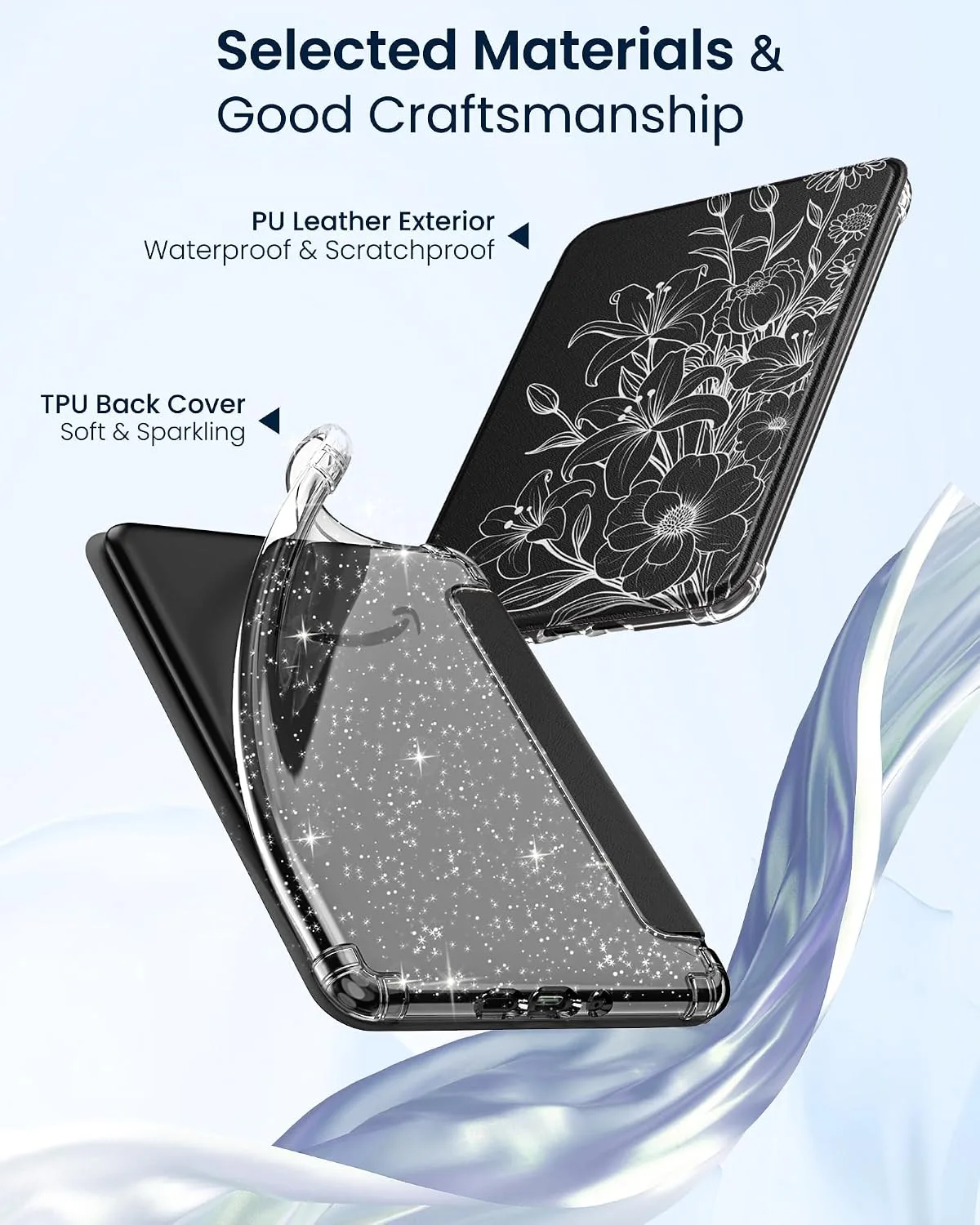 MoKo Case for 7" Kindle Paperwhite 12th Gen & Colorsoft 2024, Line Flower