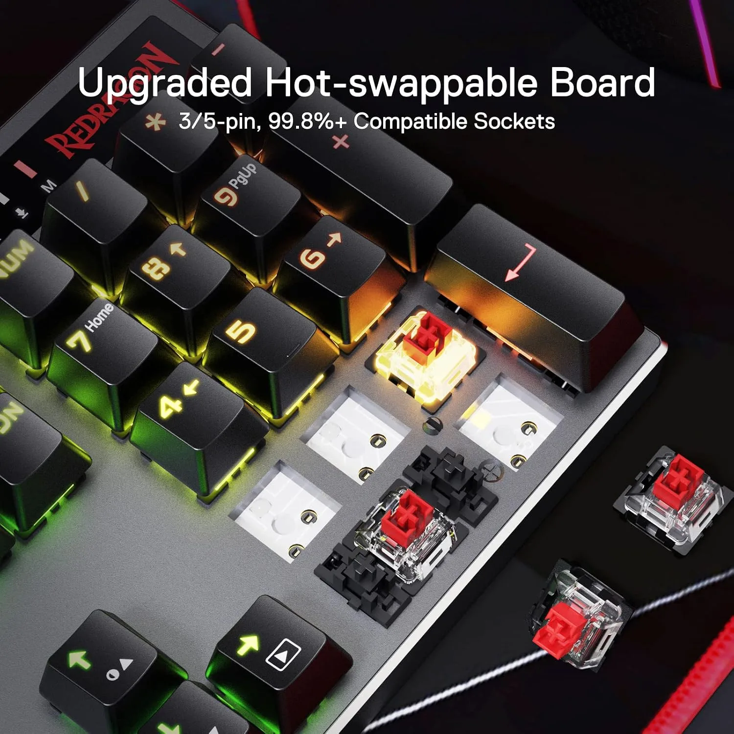 Redragon K556 PRO Wireless RGB Mechanical Gaming Keyboard, 104-Key Aluminum