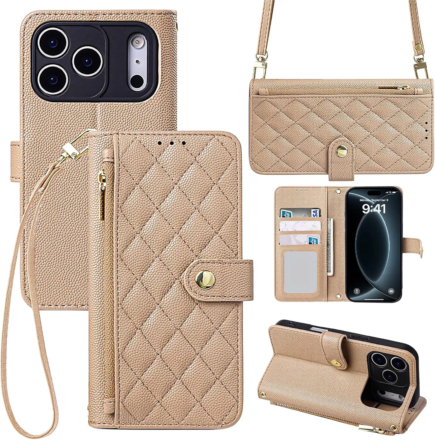 Wallet Phone Case Crafted for iPhone 18 Pro Max Peach Color