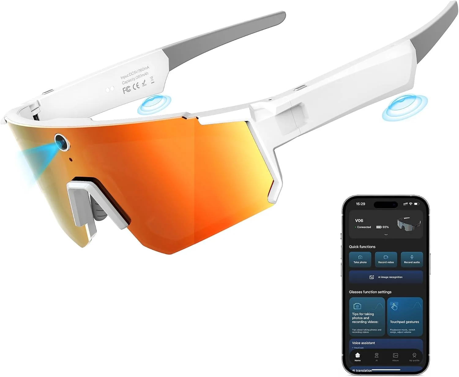 AI Ultra Pro Smart Glasses: 4K Wearable Camera with 6-Axis EIS Stabilization, ChatGPT-4o Voice Assistant, IP66 Waterproof Sport Sunglasses, Dual-Mic ENC Noise Cancelling Arctic Crimson Ice