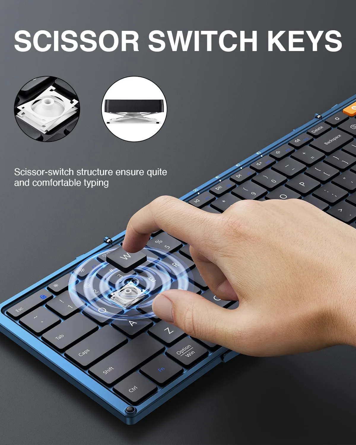 ProtoArc XK01 Full-Size Foldable Bluetooth Keyboard for Travel, Blue
