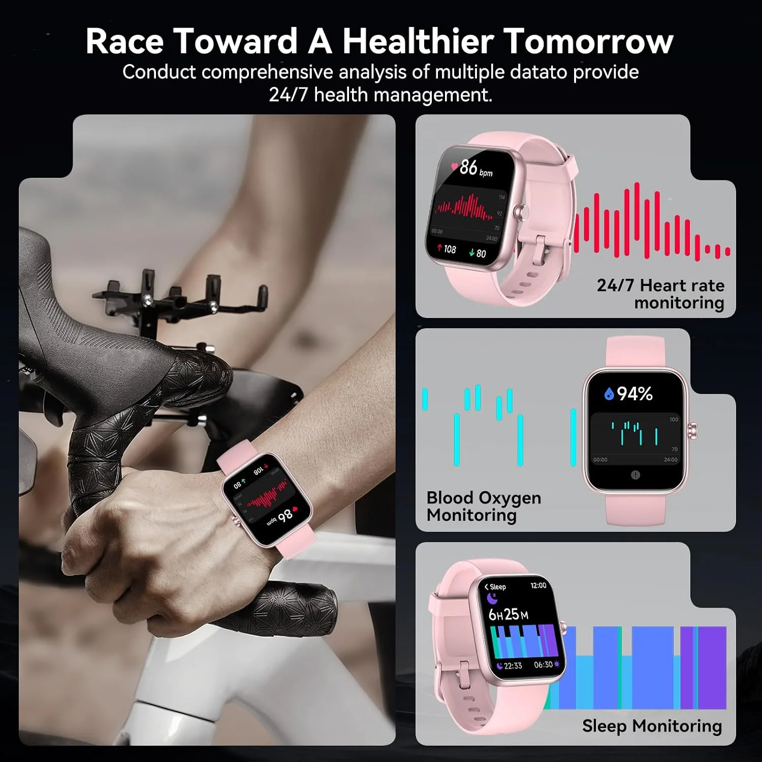 Smart Watch, Alexa Built-in Voice Assistant, 1.83" HD Touchscreen (Answer/Make Call), IP68 Waterproof, 120+ Sport Modes for Fitness Tracker, 24/7 Heart Rate & Sleep Monitor for iPhone Android iOS
