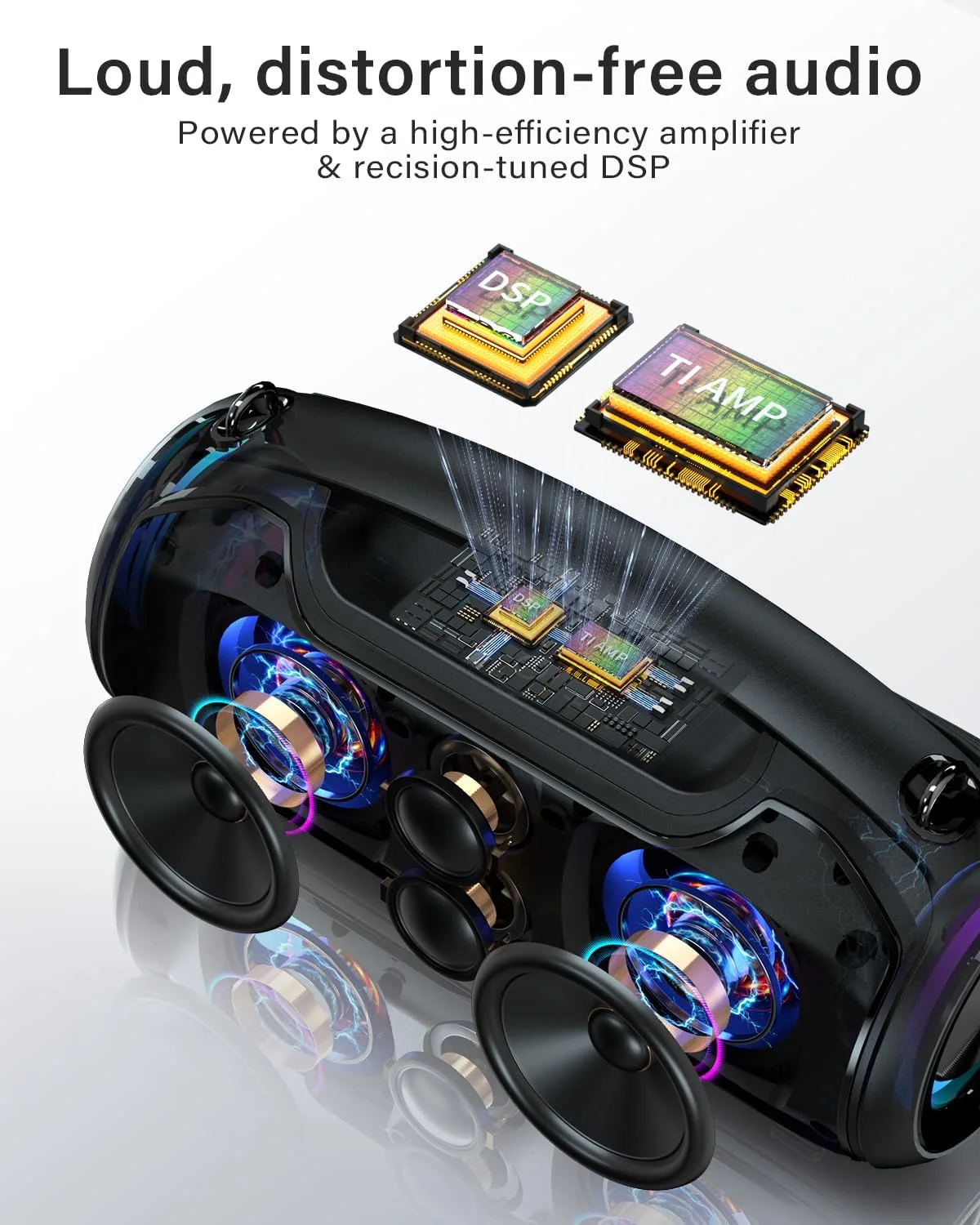 Bluetooth Speaker, 200W Peak Portable Speakers Wireless w/Bass Boost
