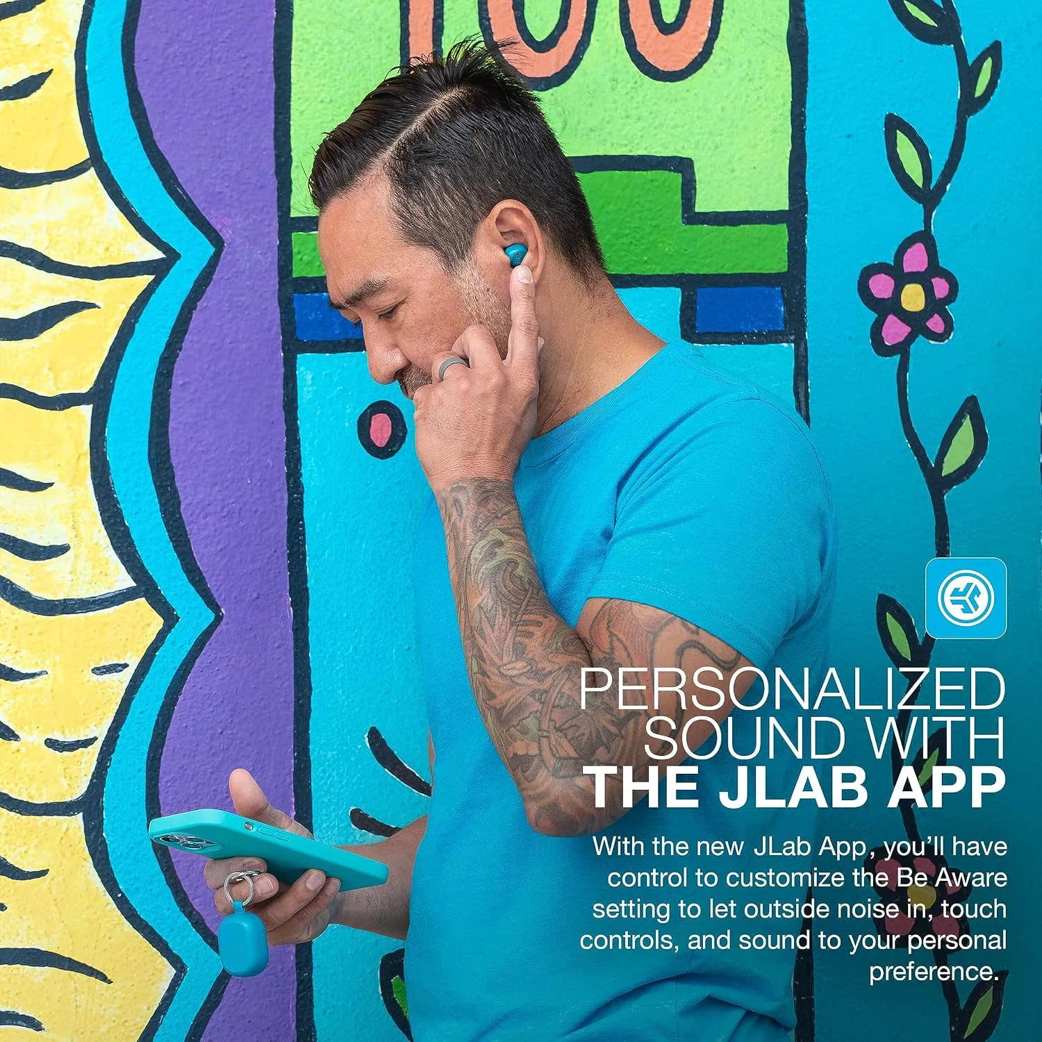 JLab JBuds Mini True Wireless Earbuds, Bluetooth Multipoint Teal