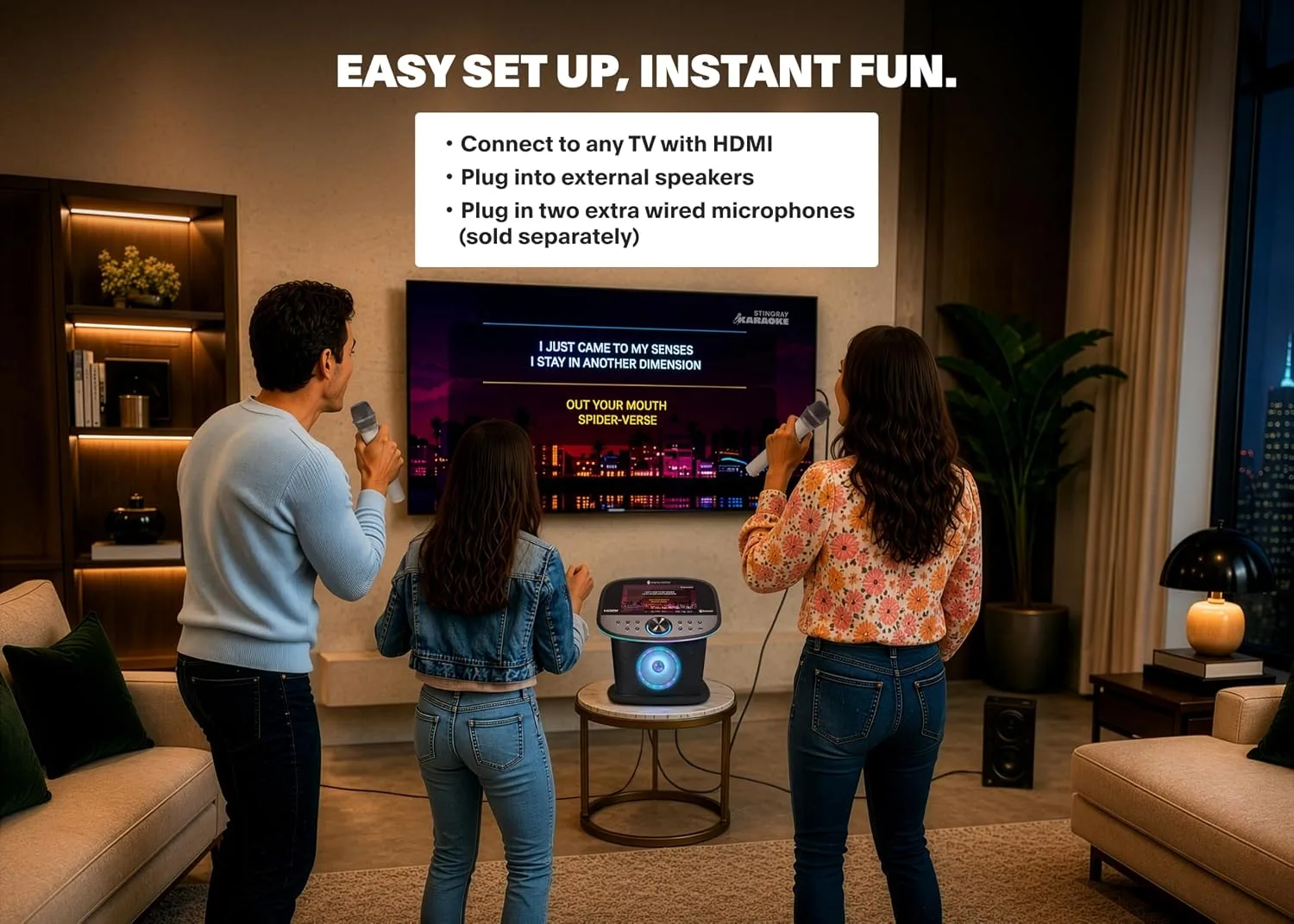 Singing Machine Karaoke Machine Screen, WiFi, Music Apps, 2 Microphones