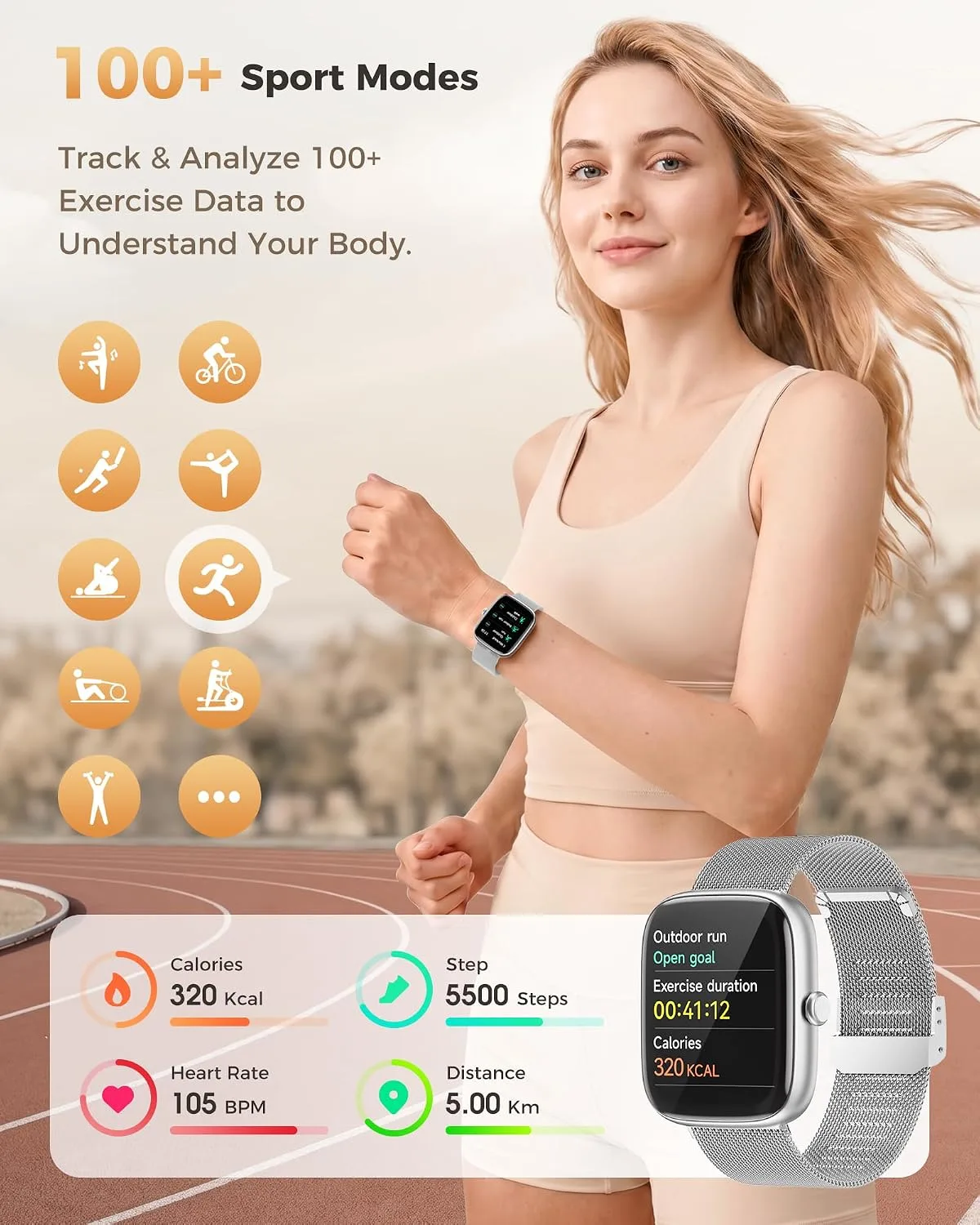 Smart Watches for Women Android/iPhone, Fitness Trackers with Answer/Call