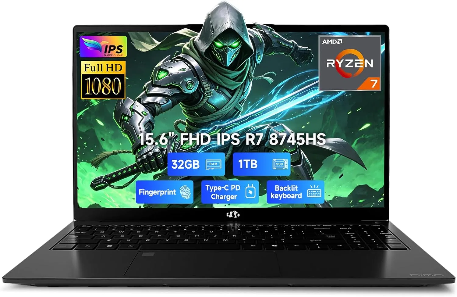 15.6" AI Laptop | 2026-2027 AMD Ryzen 7 8745HS 32GB DDR5 5600MHz 1TB SSD