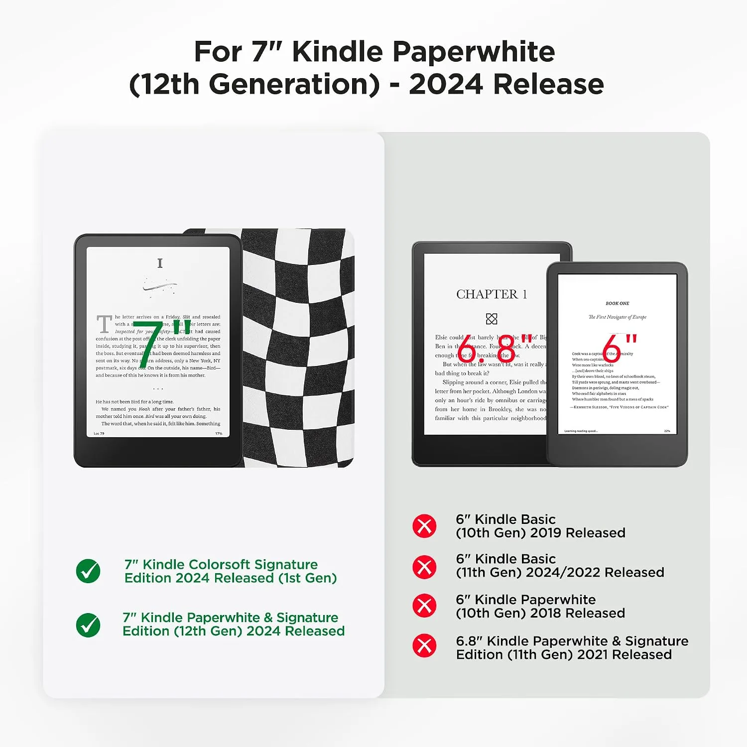 Clear Case for 7'' Kindle Paperwhite 12th Gen 2024 & Colorsoft