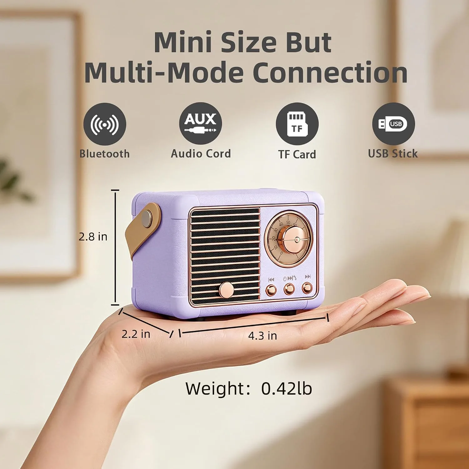 Baolira Retro Bluetooth Speaker, Gifts for Teen Girls Women, Purple Decor