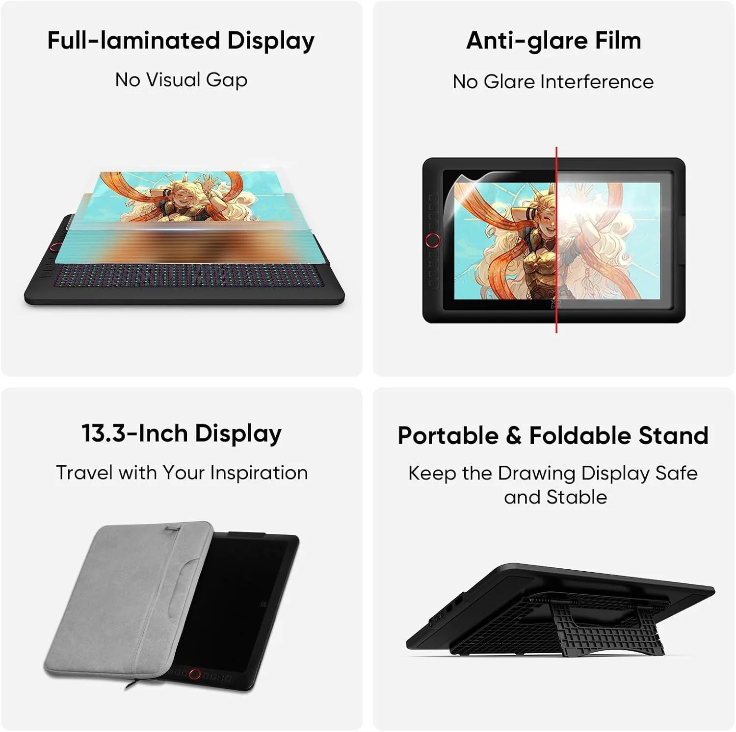 XPPen Artist 13.3 Pro V2 Drawing Tablet with Screen, 16K, Red Dial, 8 Keys