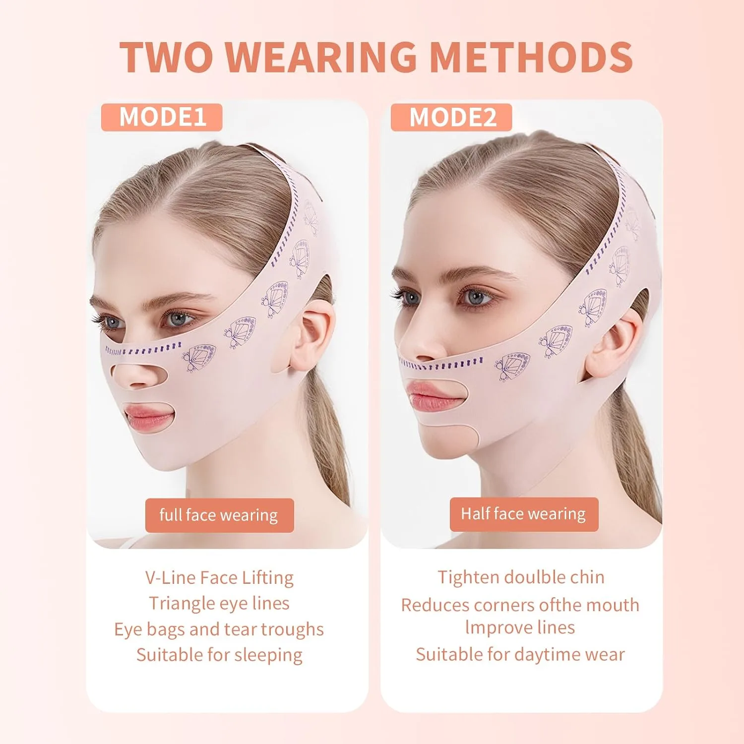 Chin Strap for Sleeping, Reusable Double Chin Reducer Eliminator for Women, V Line Lifting Mask Face Slimming Strap, Breathable Jawline Exerciser Lifting & Firming Prevent Sagging