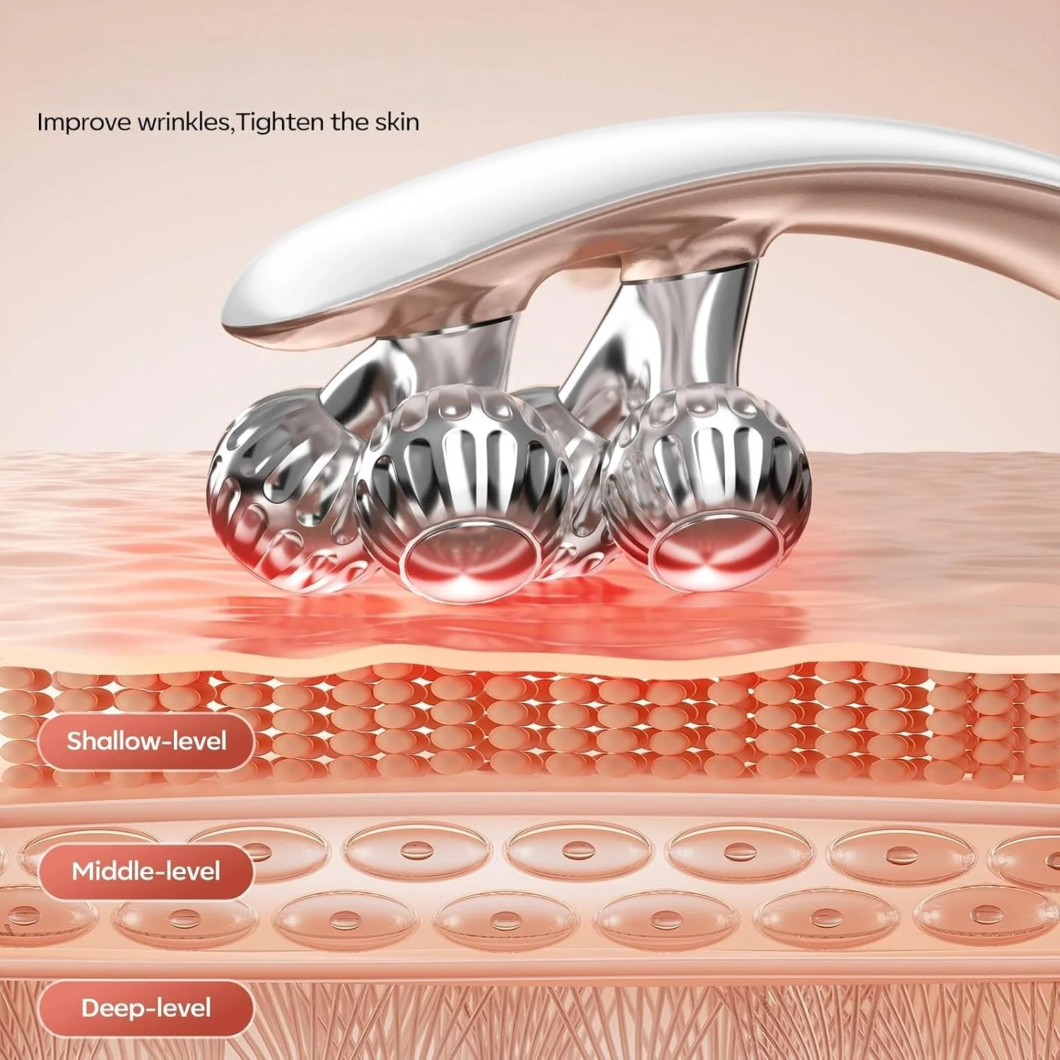 Doge&Vollar Face Roller Massager, Jaw & Tmj Massager for Lymphatic Drainage, Face Sculpting Tool with Vibration & Heating, Relaxation Gift for Home & Travel Use