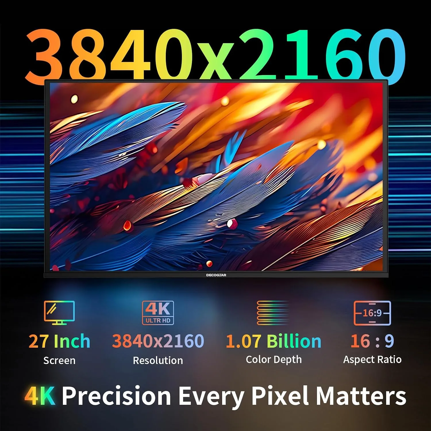 Deco Gear 27" 4K UHD QD-OLED Gaming Monitor, 240Hz, 0.03ms GTG, 3840x2160