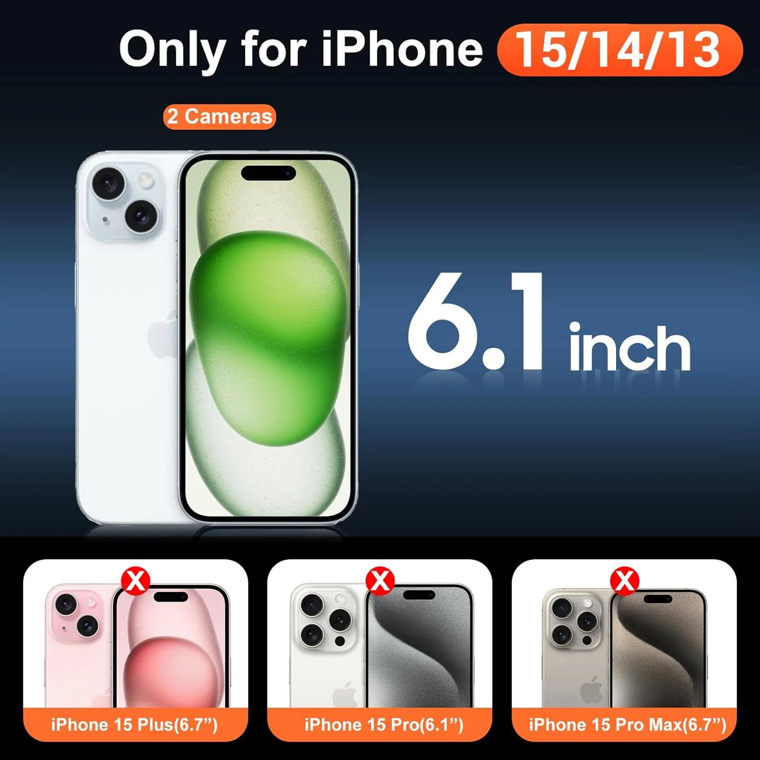 Temdan for iPhone 15/14/13 Case with Screen Protector Clear