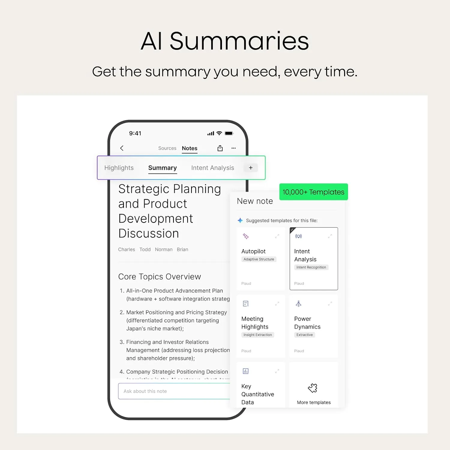Plaud NotePin S Wearable AI Voice Recorder, Transcribe & Summarize, Silver