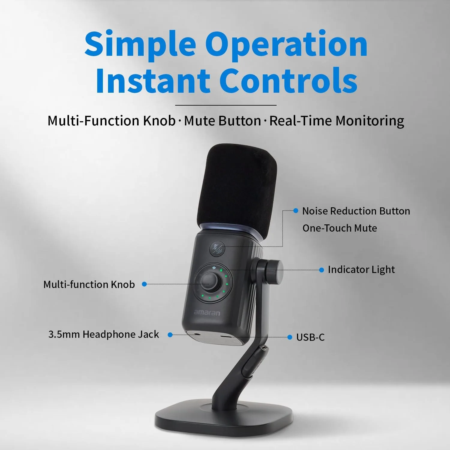 Amaran Mic Desktop Stand Kit Wireless Microphone,AI Noise Reduction, USB-C