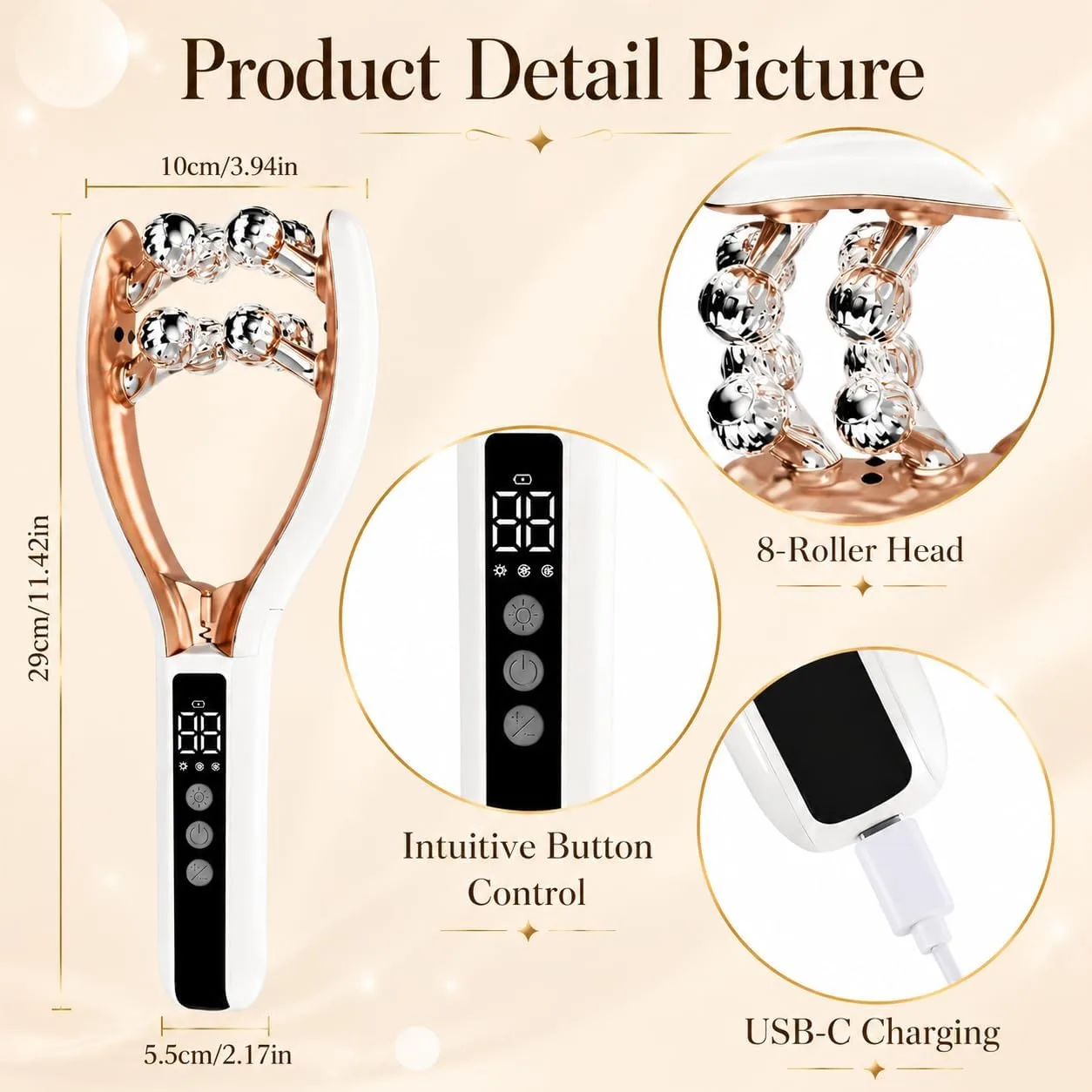 Face Massager Tool Microcurrent Device: Facial Sculpting Lymphatic Drainage Massager with Light Therapy for Enhanced Lift & Tighten.（White）