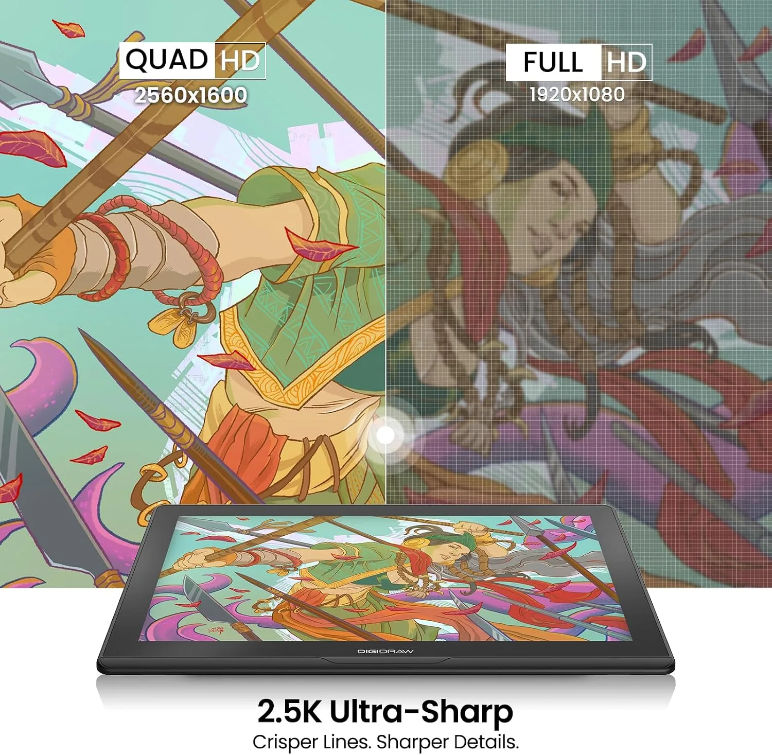 DIGIDRAW Turing 14 Drawing Tablet with Screen, 13.3" 2.5K Pen Display