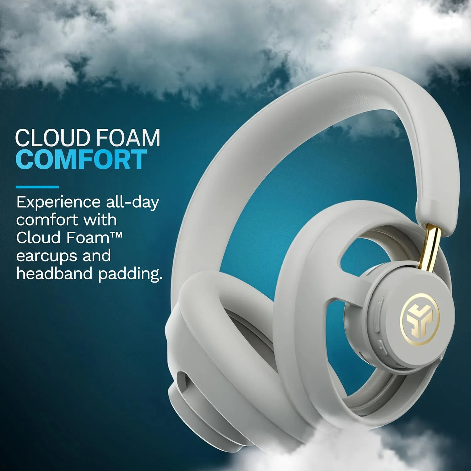 JLab JBuds Open Wireless Headphones – Open-Ear, Comfortable All-Day Fit, 24+ Hour Playtime, Immersive Sound, Bluetooth Headphones with App Control, White