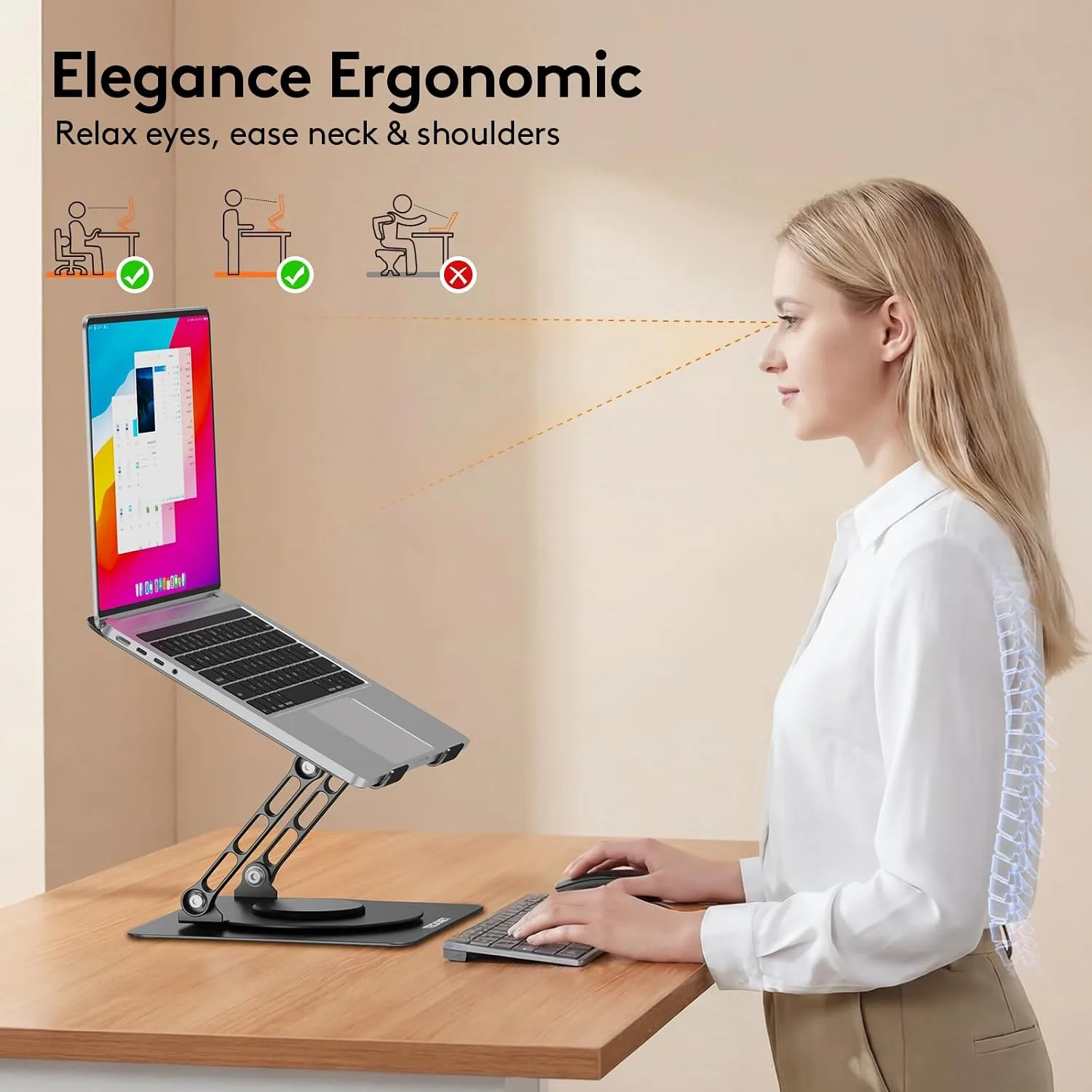 TECKNET Laptop Stand for Desk, 360° Rotating Laptop Stand for 10-17" Laptop