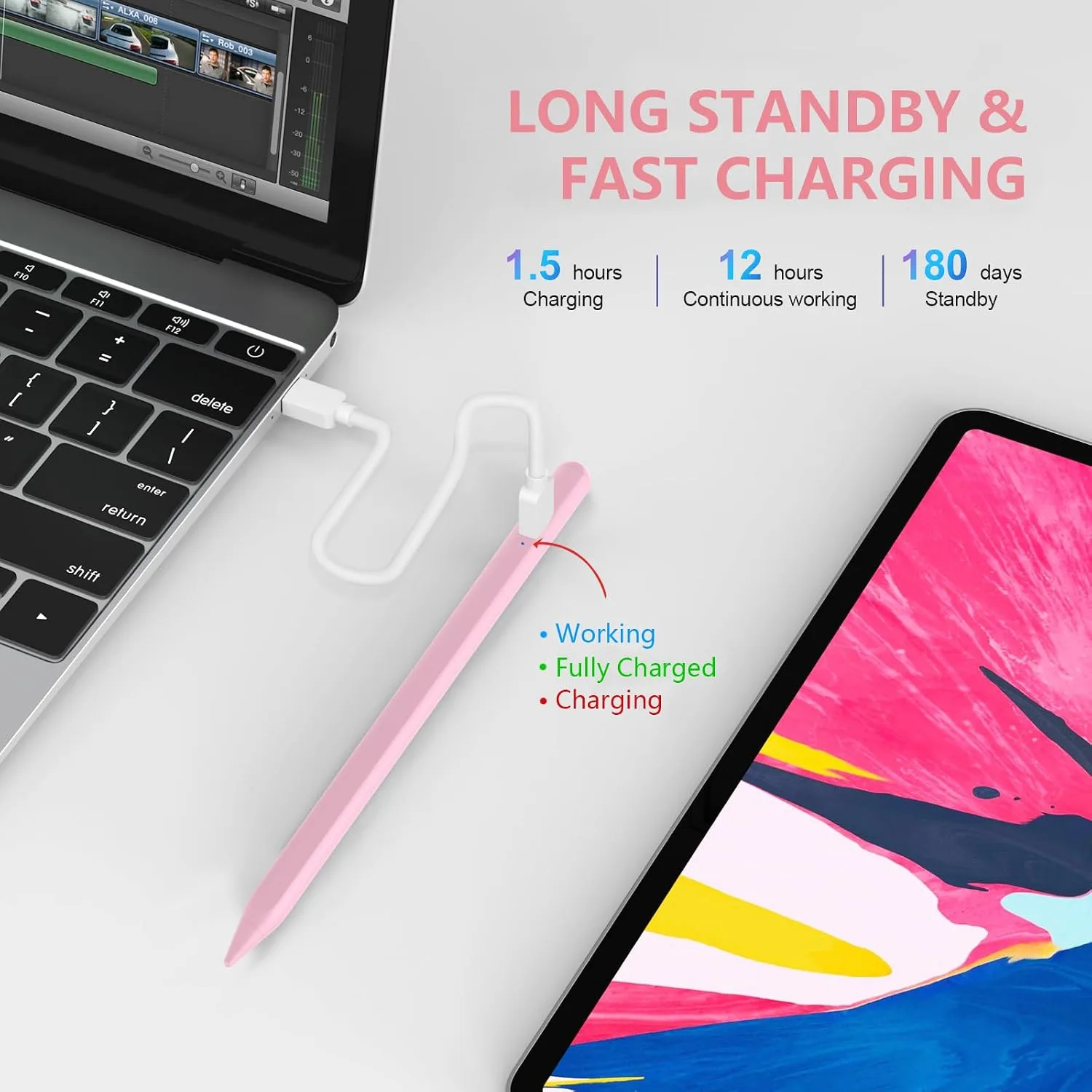 COO Stylus Pen for iPad Pro Air Mini 2018-2024, Palm Rejection Fast Charge