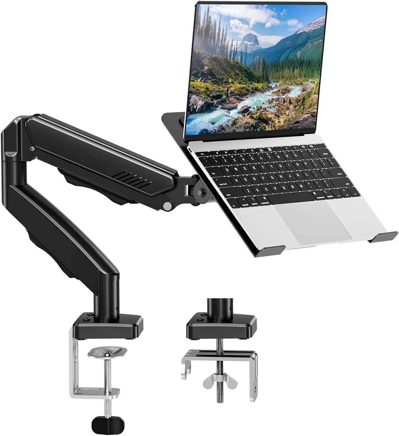 Base para laptop Mountup ajustable para escritorio para laptops de 14 a 17 pulgadas y monitor de hasta 32 pulgadas