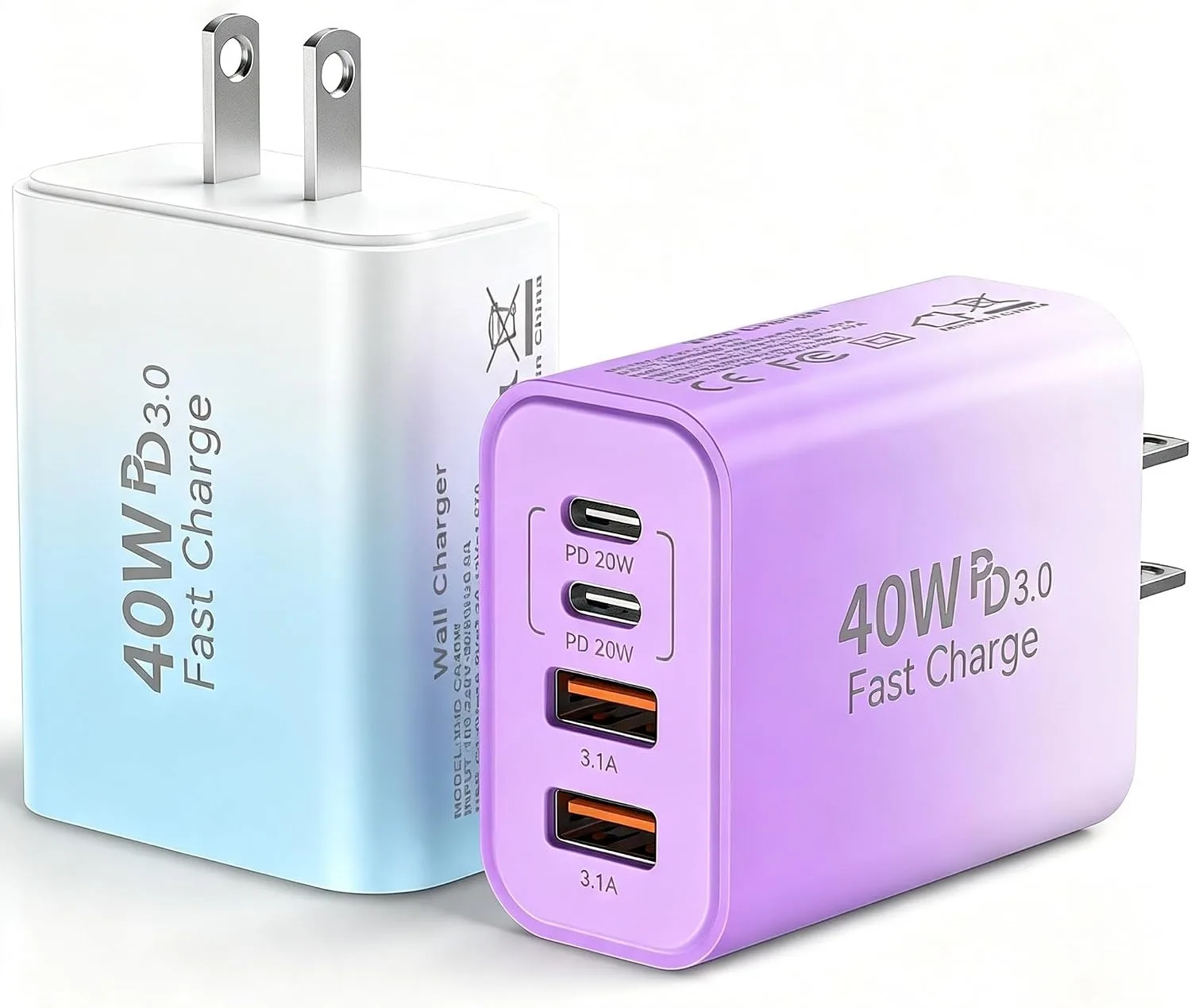 USB C Wall Charger Block, 40W USB Type C iPhone Charger Fast Charging Block